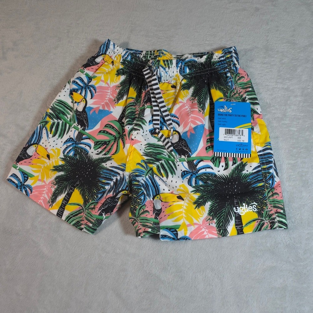 Dolfin Uglies Youth Boys Swim Trunk Toucan‎ Tropical Multi Color Shorts Size YM
